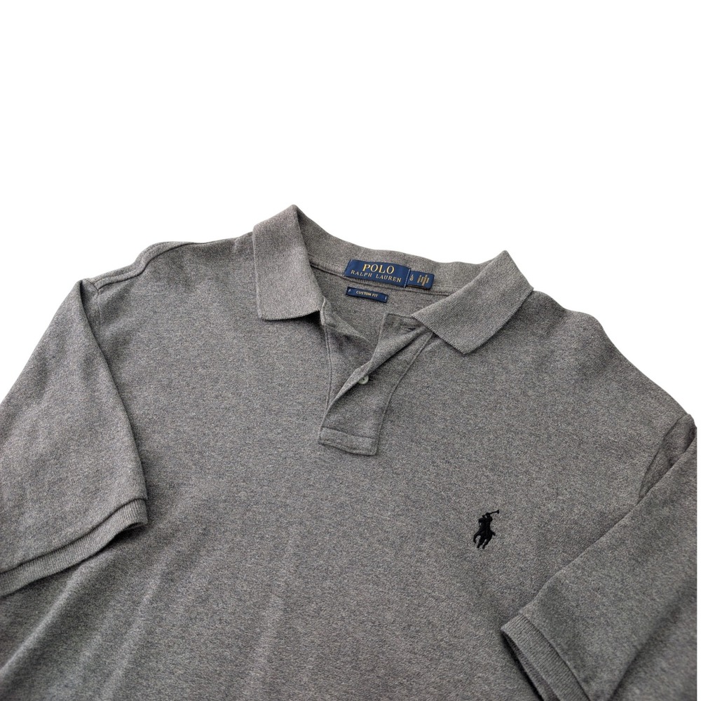 Polo Ralph Lauren Polo Shirt Men's L Gray Heather Custom Fit Black Pony Cotton